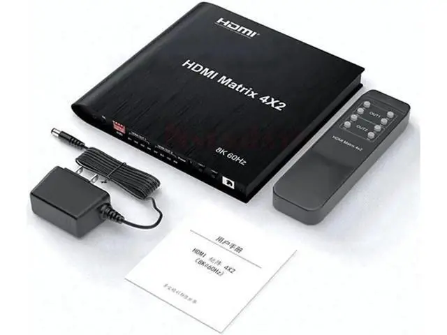 Alt view image 3 of 7 - 4×2 HDMI 2.1 48Gbps 8K Matrix Switch with US Power Adapter & IR Remote, 4 In 2 Out 8K@60Hz 4K@120Hz HDR Scaler Splitter HDCP2.3 UHD Video Distributor