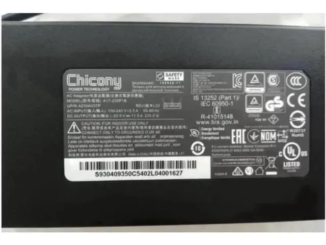 Alt view image 3 of 3 - Original New Chicony 230W AC Charger A17-230P1B, 20V 11.5A USB-Tip Power Adapter for MSI GE76 Raider 10UG RTX3070 Gaming Laptop