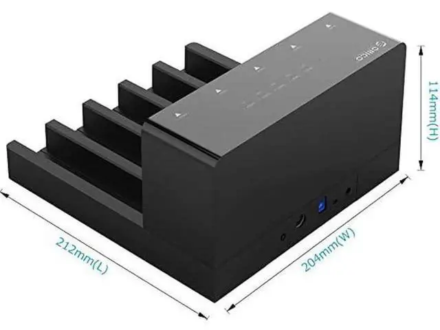 Alt view image 6 of 7 - USB 3.0 to SATA 5-Bay Hard Drive Docking Station with Offline Clone Function, Supports 2.5/3.5 Inch HDD SSD, Up to 10TB per Drive