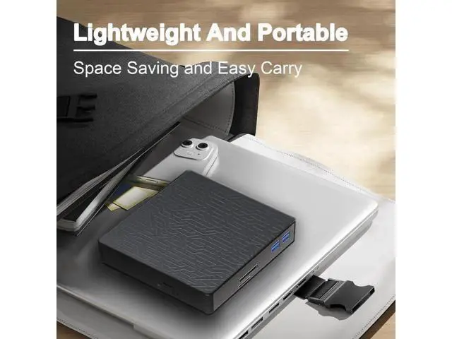 Alt view image 5 of 7 - 5 in 1 Slim Multifunctional 3D External Blu Ray Burner USB3.0 Type-C Optical Drive with SD TF Card Reader & 2 USB Hubs Compatible with Windows XP/7/8/10/11 Mac OS Laptop Desktop PC
