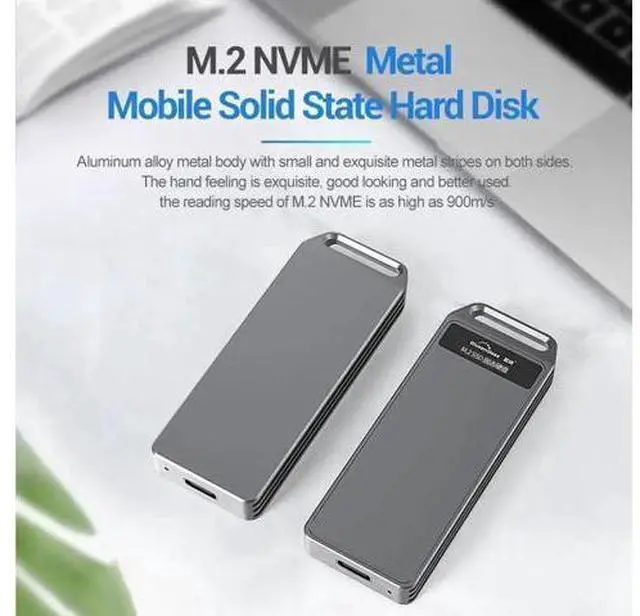 Main image of M.2 SSD Enclosure, USB 3.1 Gen2 10Gbps Type-C to M.2 Adapter, Dual Protocol External SSD Caddy Supports PCIe NVMe & SATA M/B+M Key SSD, Fits 2230/2242/2260/2280 SSD Up to 1TB
