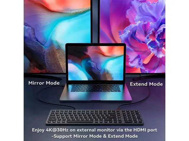 Alt view image 5 of 7 - 9-in-1 Aluminum USB C Hub Integrated Full-Size Numeric Keyboard, 4K HDMI 100W PD SD TF Card Reader 4 USB Ports Compatible with Mac Windows Android