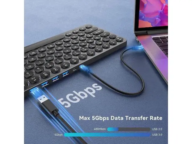 Alt view image 6 of 7 - 9-in-1 Aluminum USB C Hub Integrated Full-Size Numeric Keyboard, 4K HDMI 100W PD SD TF Card Reader 4 USB Ports Compatible with Mac Windows Android