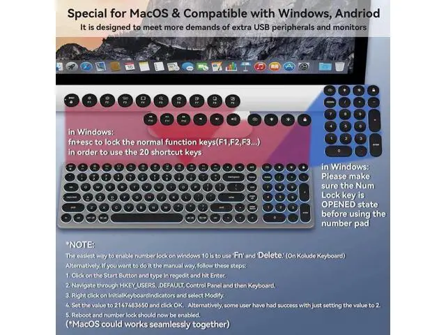 Alt view image 7 of 7 - 9-in-1 Aluminum USB C Hub Integrated Full-Size Numeric Keyboard, 4K HDMI 100W PD SD TF Card Reader 4 USB Ports Compatible with Mac Windows Android