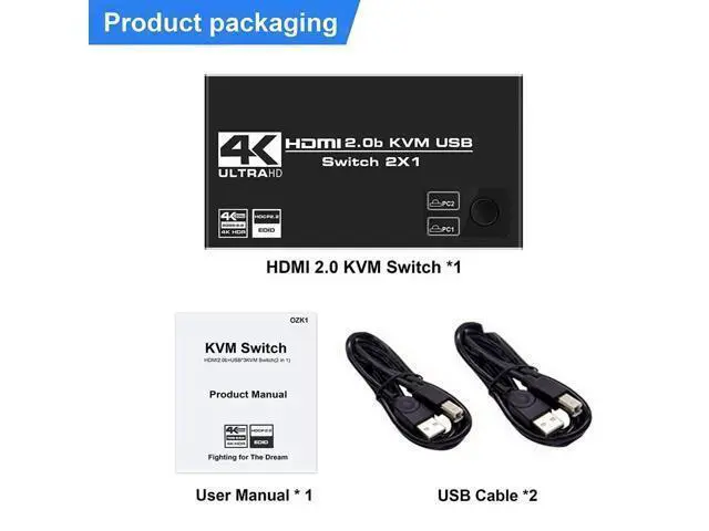 Alt view image 6 of 6 - HDMI 2.1 KVM Switch 4k 120Hz with USB Dual port USB 8K HDMI KVM Switch HDMI 2.1 Hub Switcher 4K 60Hz HDMI Switch KVM USB(check remarks)(4K 60Hz)