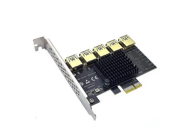 Alt view image 2 of 6 - PCIE 1 to 5 Riser Adapter PCIE X1 to USB 3.0 Multiplier PCI Express Riser Card For Graphic Card Bitcoin Miner Mining Add On Card