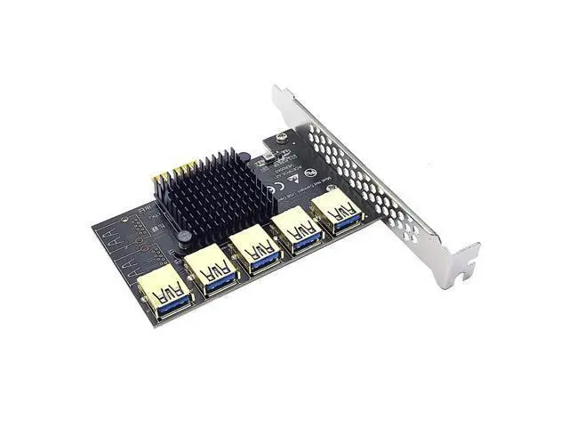 Alt view image 3 of 6 - PCIE 1 to 5 Riser Adapter PCIE X1 to USB 3.0 Multiplier PCI Express Riser Card For Graphic Card Bitcoin Miner Mining Add On Card