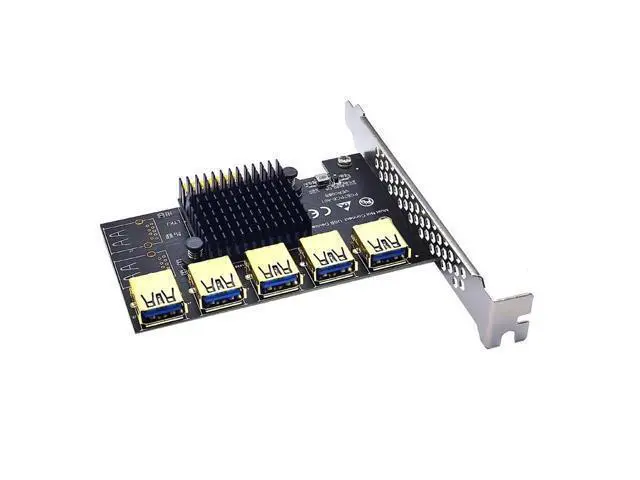 Alt view image 6 of 6 - PCIE 1 to 5 Riser Adapter PCIE X1 to USB 3.0 Multiplier PCI Express Riser Card For Graphic Card Bitcoin Miner Mining Add On Card