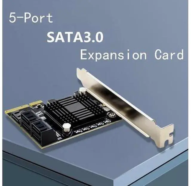 Alt view image 4 of 6 - JMB585 Chip 5 Port SATA 3.0 to PCIe Expansion Card 4X Gen 3 PCI Express SATA Adapter SATA 3 Converter with Heat Sink for HDD SSD