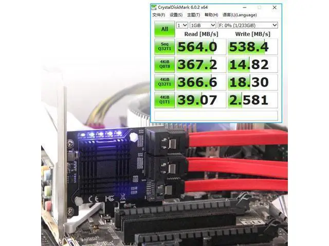 Alt view image 6 of 6 - JMB585 Chip 5 Port SATA 3.0 to PCIe Expansion Card 4X Gen 3 PCI Express SATA Adapter SATA 3 Converter with Heat Sink for HDD SSD