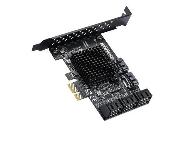 Alt view image 2 of 6 - PCIe to 8 Port SATA Expansion Card SATA3 3 6Gb HDD SSD Adapter PCI E Express X1 Controller Extension Multiplier Riser for Mining