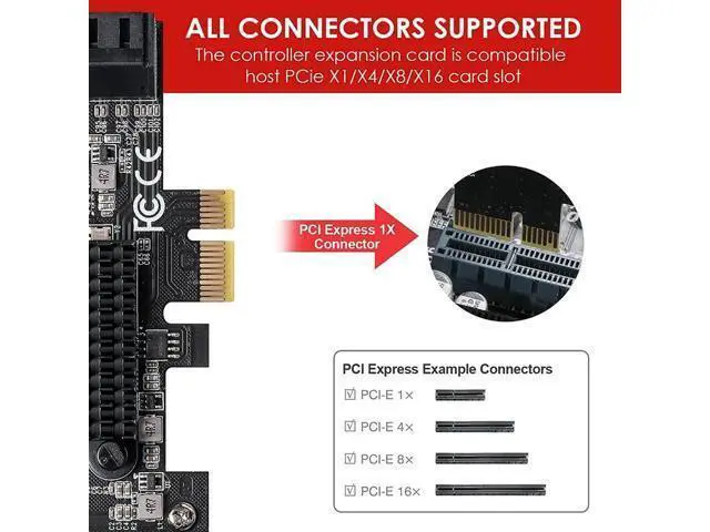 Alt view image 4 of 6 - PCIe to 8 Port SATA Expansion Card SATA3 3 6Gb HDD SSD Adapter PCI E Express X1 Controller Extension Multiplier Riser for Mining
