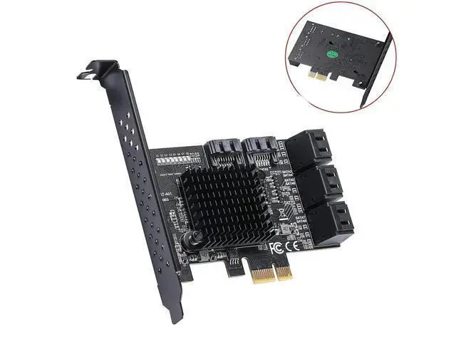 Alt view image 6 of 6 - PCIe to 8 Port SATA Expansion Card SATA3 3 6Gb HDD SSD Adapter PCI E Express X1 Controller Extension Multiplier Riser for Mining