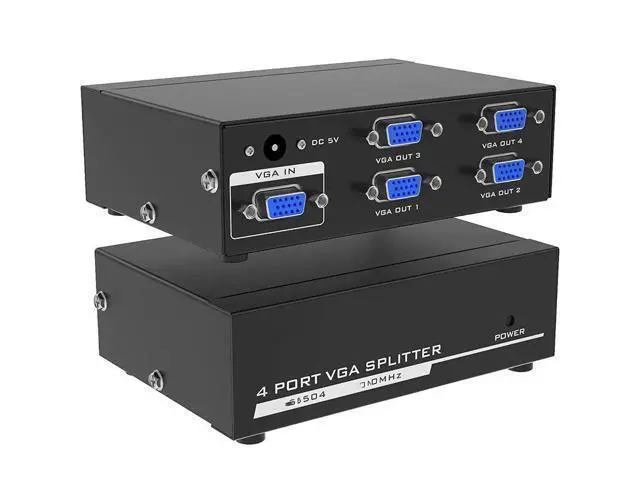 Alt view image 4 of 6 - 4 Port VGA Splitter 1 In 4 Out 1080P VGA Distributor Splitter 1x4 Video Screen Duplication Converter Support 200MHz Bandwidth(US Plug)