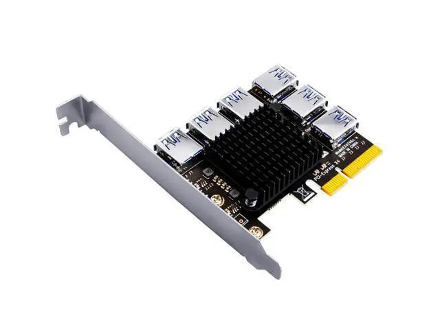 Alt view image 2 of 6 - PCI Express Multiplier PCIE 1 to 6 USB 3.0 Riser Card Adapter 20Gb PCI-E X4 to X16 Riser for Video Card for Bitcoin Miner Mining