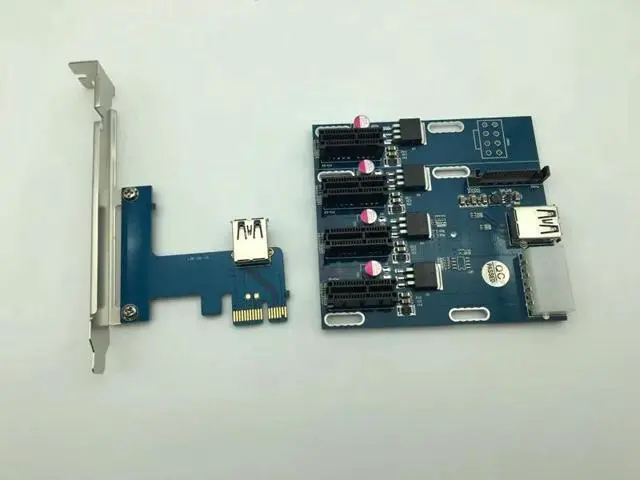 Alt view image 4 of 6 - aad in card PCIe 1 to 4 PCI express 1X slots Riser Card Mini ITX to external 4 PCI-e slot adapter PCIe Port Multiplier Card
