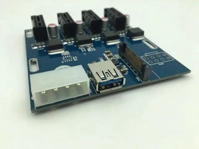 Alt view image 5 of 6 - aad in card PCIe 1 to 4 PCI express 1X slots Riser Card Mini ITX to external 4 PCI-e slot adapter PCIe Port Multiplier Card
