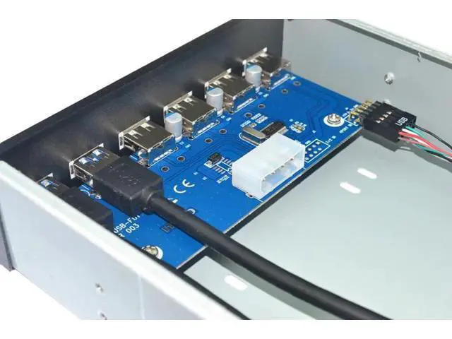 Alt view image 3 of 4 - for Desktop USB3.0 Optical Drive Front Panel 5.25inch USB HUB 9PIN 19PIN to 4Ports USB2.0+ 2Ports USB 3.0 for PC Floppy Bay Tray