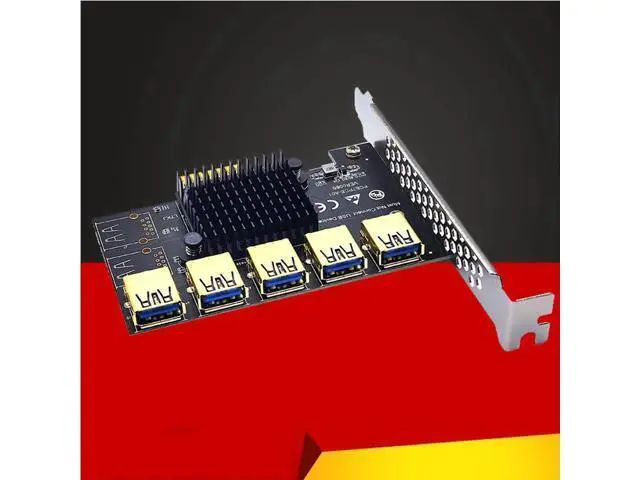 Alt view image 2 of 6 - PCI Express Multiplier Riser Card PCIE 1 To 5 Ports USB 3.0 Hub Express 1X 4X 8X 16X Extender Riser For Video Card Miner Mining