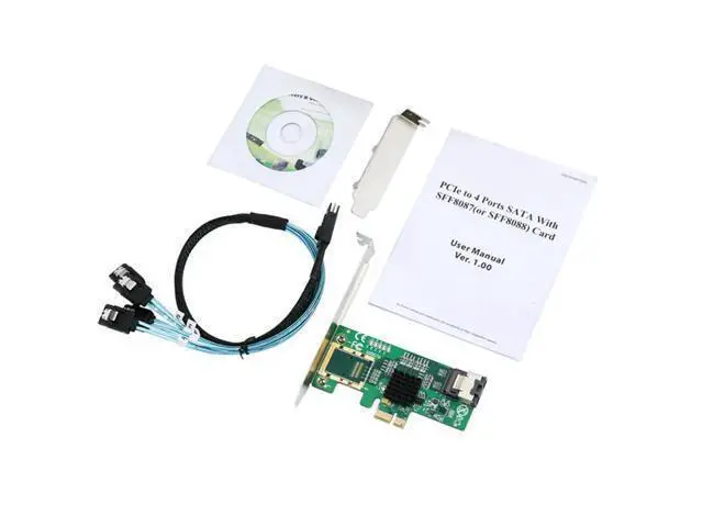 Alt view image 6 of 6 - PCIE SATA Expansion Card PCI Express X1 to SFFF-8087 4 Port SATA3.0 6Gb Controller Marvell 9215 Chip Converter Riser for HDD SSD