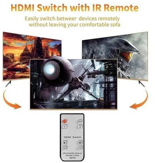 Alt view image 6 of 6 - 4K HDMI Switcher Audio Extractor 2 in 1 Out Selector with R/L+Toslink SPDIF+COAXIAL Audio out HDMI ARC Audio Switch 2x1 Adapter(AU power supply)