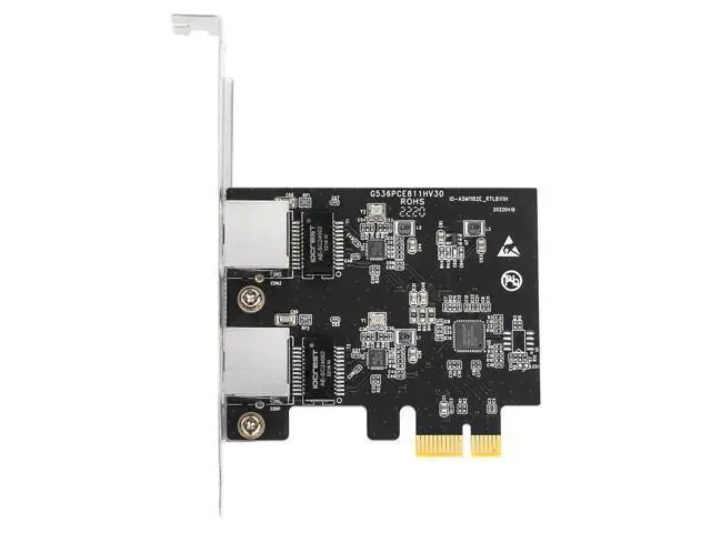 Alt view image 2 of 6 - Network Card PCI Express X1 to 2 Port RJ45 Gigabit Ethernet Adapter Lan 10/100/1000Mbps NIC Realtek RTL8111H Chip for PC Desktop