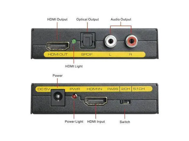 Alt view image 3 of 6 - 1080P HDMI Audio Extractor Converter HDMI to HDMI and Optical TOSLINK SPDIF + 3.5mm Stereo Audio Extractor For PC PS4 TV Box DVD