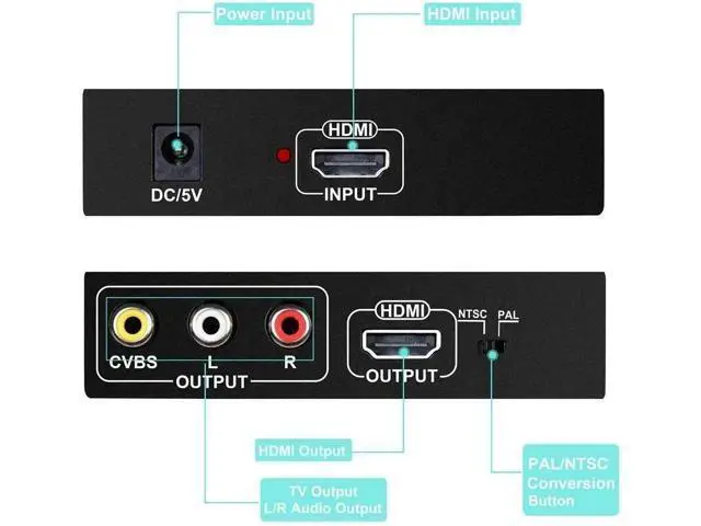 Alt view image 4 of 6 - HDMI to HDMI + AV Converter 1080P HDMI to 3RCA CVBS AV Composite Video Audio Scaler Adapter for Monitor TV Projector Camera(With US Plug)