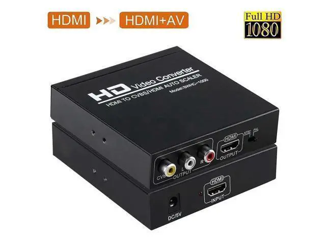 Alt view image 2 of 6 - HDMI to HDMI + AV Converter 1080P HDMI to 3RCA CVBS AV Composite Video Audio Scaler Adapter for Monitor TV Projector Camera(With US Plug)