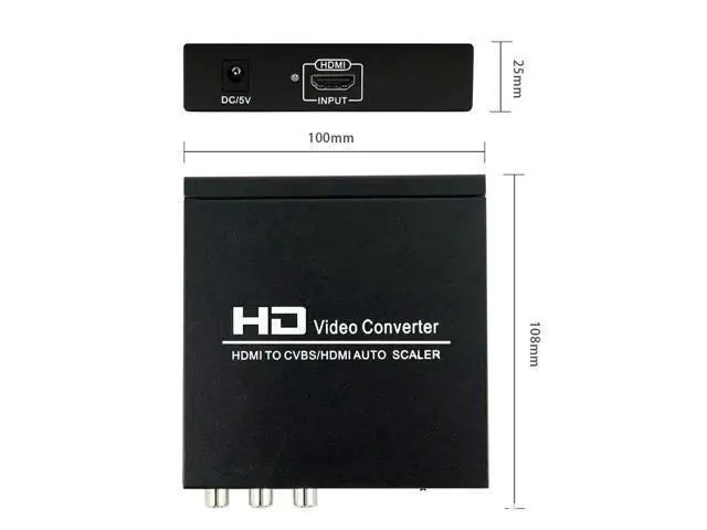Alt view image 5 of 6 - HDMI to HDMI + AV Converter 1080P HDMI to 3RCA CVBS AV Composite Video Audio Scaler Adapter for Monitor TV Projector Camera(With US Plug)
