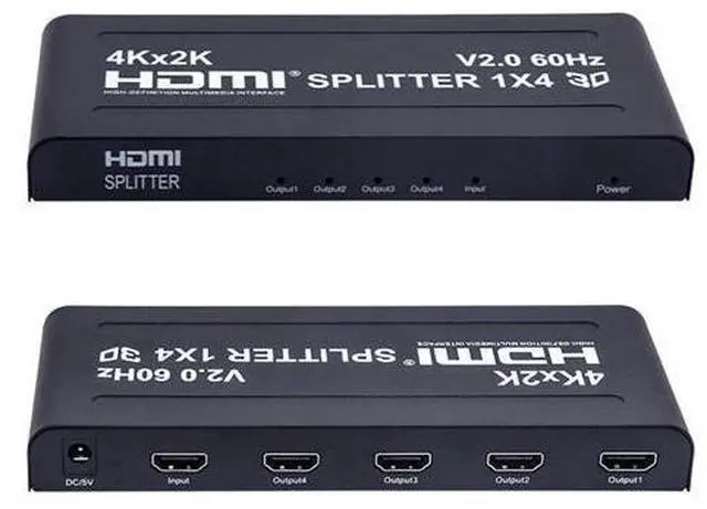 Main image of 1 in 4 out HDTV Splitter HDMI-Compatible 4K 60Hz 1080P Video Converter 1x4 Metal Amplifier Box Display for HDTV DVD PS3 Xbox(4K 60Hz V2.0)