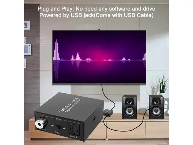 Alt view image 6 of 6 - Bi-directional Digital Audio Converter Optical to Coaxial or Coax to Optical Swticher Coaxial to SPDIF Toslink Audio Adapter