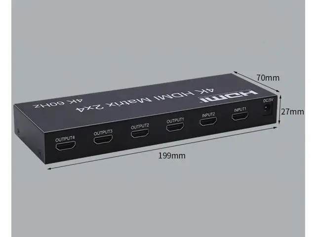 Alt view image 6 of 6 - 4K@60Hz 1080 2x4 Switcher Splitter HDMI-Compatible Video Adapter SPDIF 3.5mm Audio 2 in 4 out for Mi Box XBOX One X PS4 PC to TV(With EU Plug)