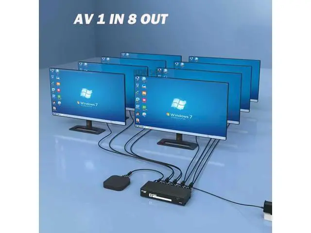 Alt view image 5 of 6 - 1x4 AV Splitter 1 In 4 Out AV Video Distributor 1x4 1x8 Video Audio Converter Duplicate Screen Amplifier for DVD Player HDTV VCD(USPlug) (1x8)