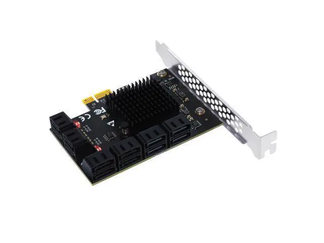 Alt view image 2 of 6 - PCIE to SATA Expansion Card Adapter PCI E PCI Express 3.0 1X 12 Port SATA3 Multiplier Controller SATA 3 HDD SSD Riser for Mining