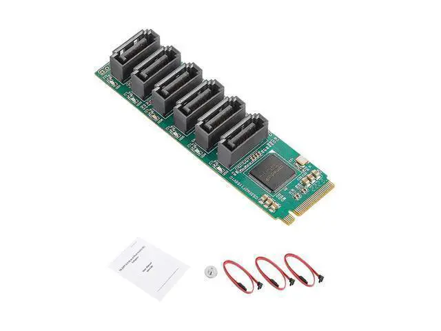 Alt view image 6 of 6 - NVME TO SATA Expansion Card Adapter Riser M2 NGFF M.2 M Key to 6 Port SATA3.0 HDD SSD Controller 6Gb SATA Multiplier Add On Card