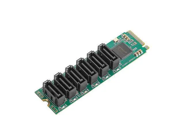 Alt view image 5 of 6 - NVME TO SATA Expansion Card Adapter Riser M2 NGFF M.2 M Key to 6 Port SATA3.0 HDD SSD Controller 6Gb SATA Multiplier Add On Card