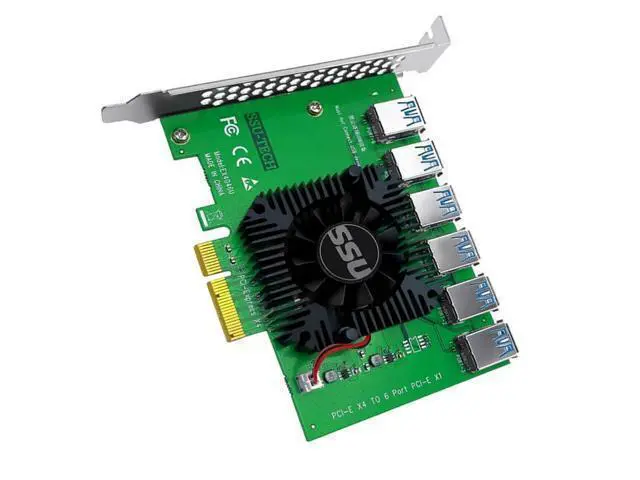 Alt view image 6 of 6 - PCI Express X4 20Gb 1 to 6 Riser Card PCI-E to PCI-E Adapter PCIE Slot 4X to 16X USB 3.0 Riser Extender For Bitcoin Miner Mining