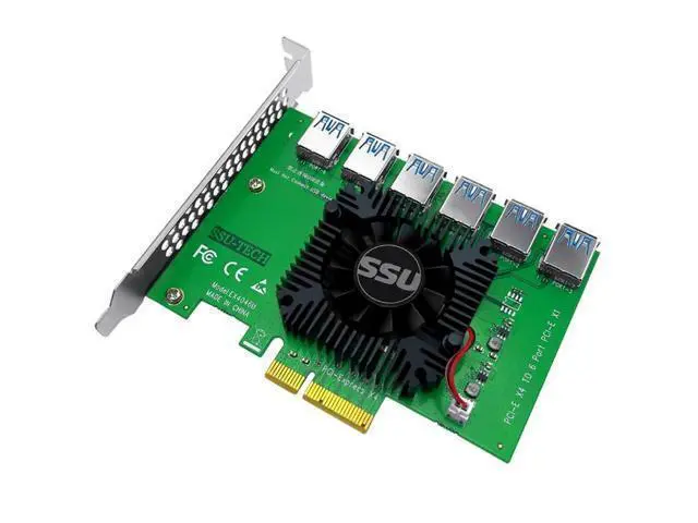 Alt view image 4 of 6 - PCI Express X4 20Gb 1 to 6 Riser Card PCI-E to PCI-E Adapter PCIE Slot 4X to 16X USB 3.0 Riser Extender For Bitcoin Miner Mining