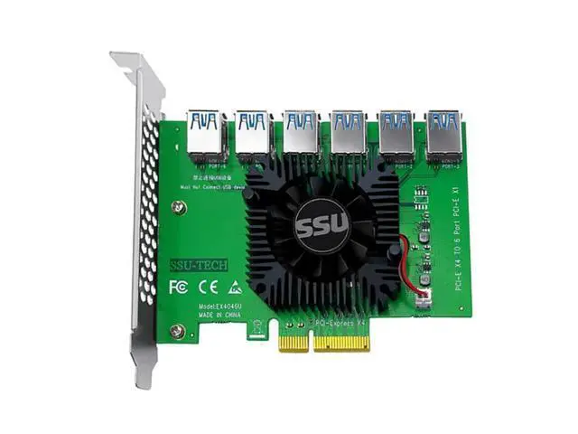 Alt view image 5 of 6 - PCI Express X4 20Gb 1 to 6 Riser Card PCI-E to PCI-E Adapter PCIE Slot 4X to 16X USB 3.0 Riser Extender For Bitcoin Miner Mining