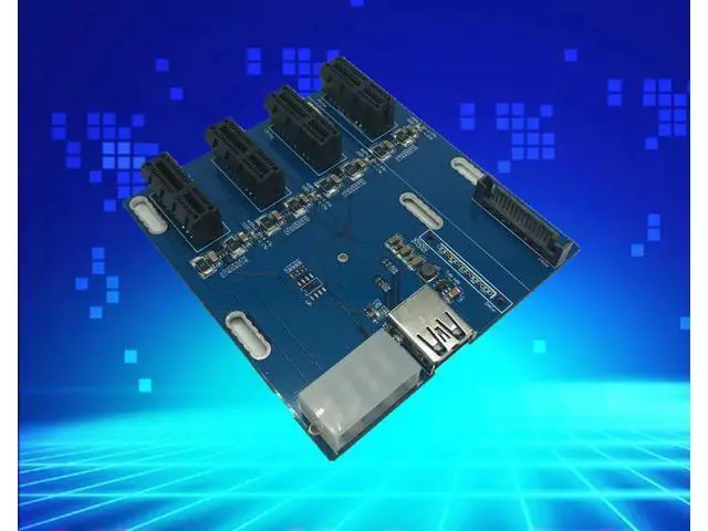 Alt view image 2 of 5 - blue PCIe 1 to 4 PCI express 1X slots Riser Card Mini ITX to external 4 PCI-e slot adapter PCIe Port Multiplier Card