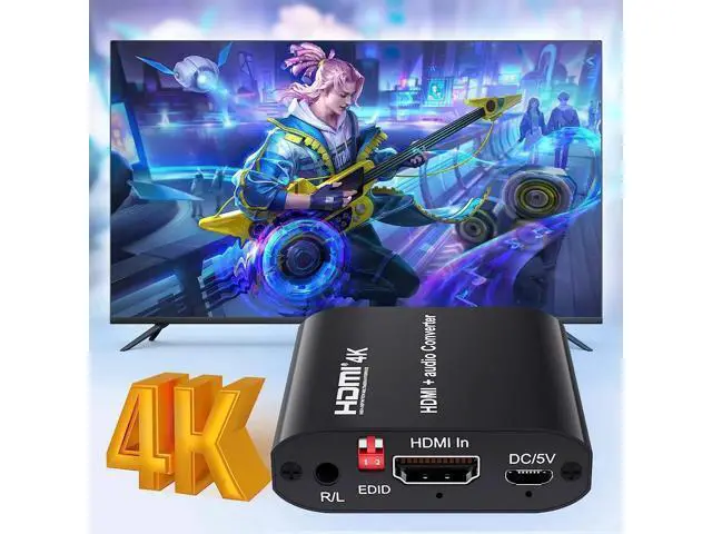 Alt view image 5 of 6 - 4K HDMI Audio Extractor Splitter HDMI Coaxial Audio Converter HDMI to HDMI Digital Audio for PS4 HDTV Monitor