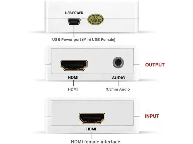 Alt view image 4 of 6 - HDMI Audio Extractor 1080P HDMI to HDMI 3.5mm Audio Adapter with 3.5mm jack AUX Stereo Audio Separate Output For PC Laptop HDTV