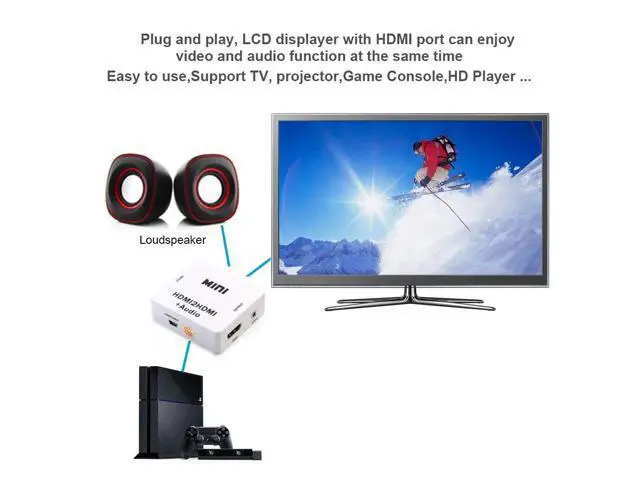 Alt view image 5 of 6 - HDMI Audio Extractor 1080P HDMI to HDMI 3.5mm Audio Adapter with 3.5mm jack AUX Stereo Audio Separate Output For PC Laptop HDTV