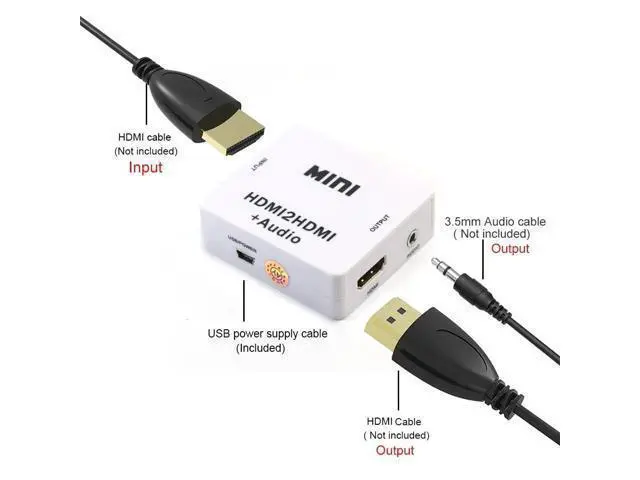Alt view image 3 of 6 - HDMI Audio Extractor 1080P HDMI to HDMI 3.5mm Audio Adapter with 3.5mm jack AUX Stereo Audio Separate Output For PC Laptop HDTV