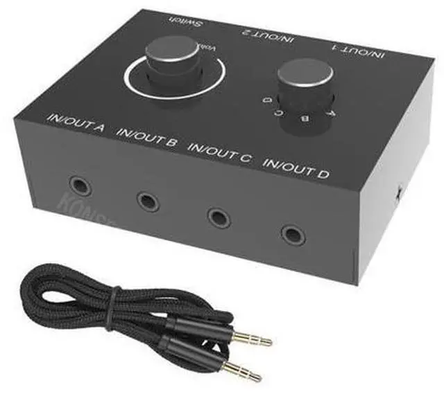 Main image of 4 Channel 3.5mm Stereo Audio Switch 4x1 Bi-directional 3.5mm R/L Audio Switcher Splittrt Stereor 4 in 1 out/1 in 4 out Converter