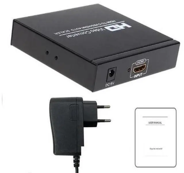 Main image of HDMI to HDMI + AV Converter 1080P HDMI to 3RCA CVBS AV Composite Video Audio Scaler Adapter for Monitor TV Projector Camera(With EU Plug)