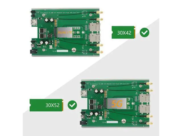 Alt view image 4 of 6 - M.2 NGFF 3G/4G/5G Module B Key to USB3.0 Network Adapter Riser Board Dual SIM Card Slot DC / TYPE-C Auxiliary Power w/ 4 Antenna