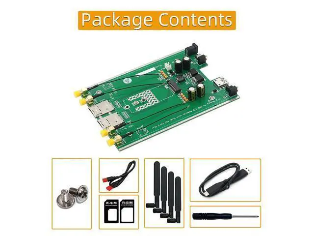Alt view image 6 of 6 - M.2 NGFF 3G/4G/5G Module B Key to USB3.0 Network Adapter Riser Board Dual SIM Card Slot DC / TYPE-C Auxiliary Power w/ 4 Antenna