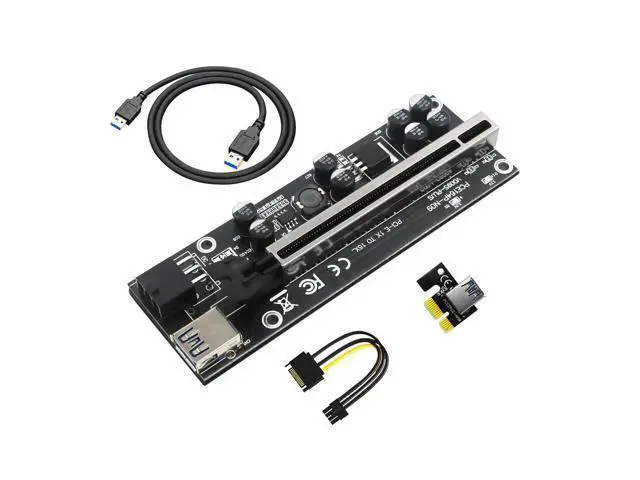 Alt view image 6 of 6 - PCIE Riser 009S Plus USB3.0 Riser for Video Card Riser PCI Express x16 Extender Adapter Card SATA 15pin to 6pin Power for Mining